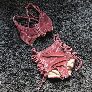 Moldie Goldies blush pink velvet bikini Size S/M